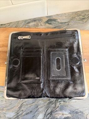 HOBO Black Leather Wallet with Card ID Window and Zip Pocket